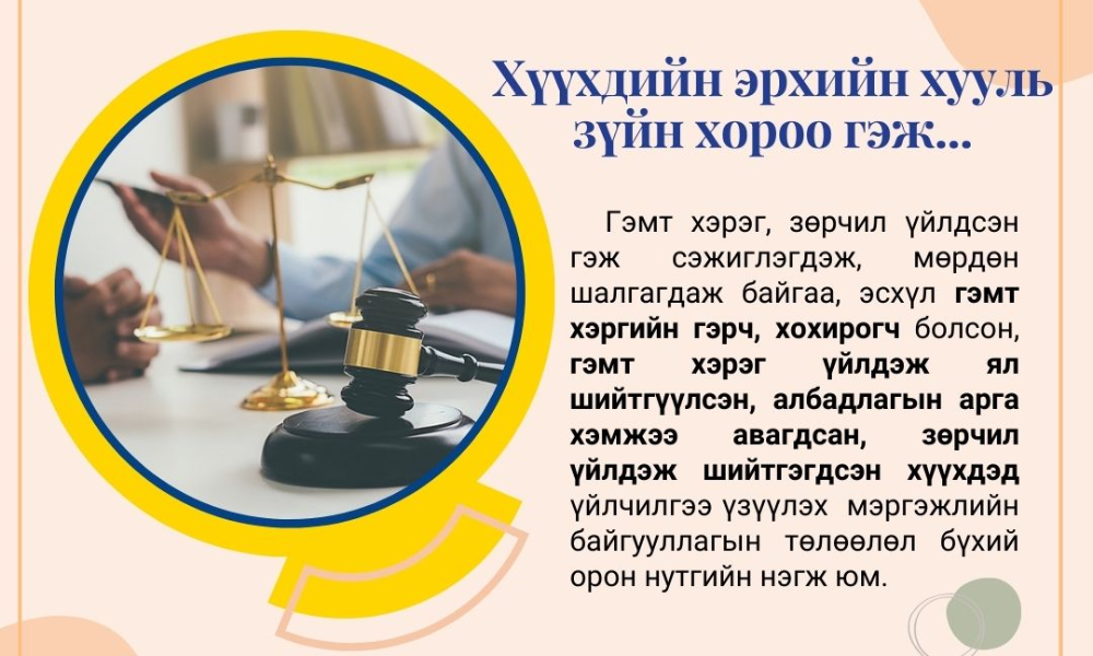 ХҮҮХДИЙН ЭРХИЙН ХУУЛЬ ЗҮЙН ХОРОО ГЭЖ ЮУ ВЭ?